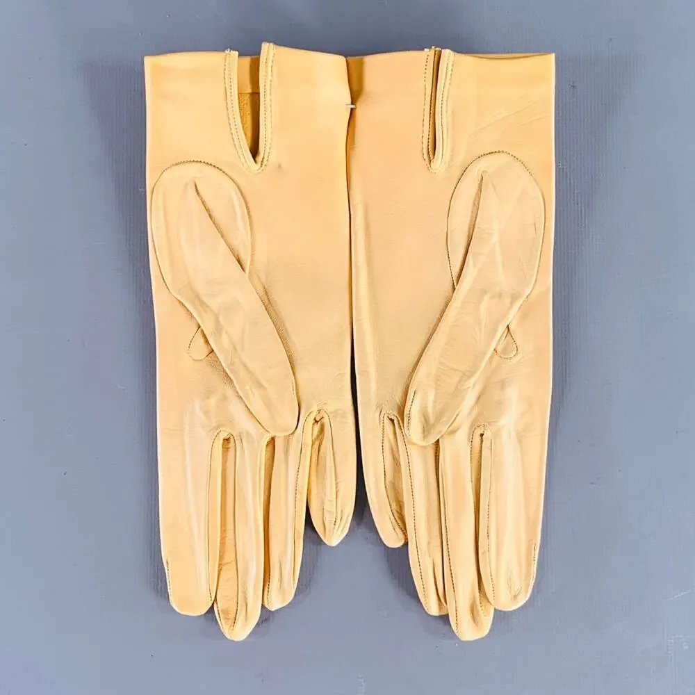 VINTAGE Size 6.5 Yellow Leather Gloves